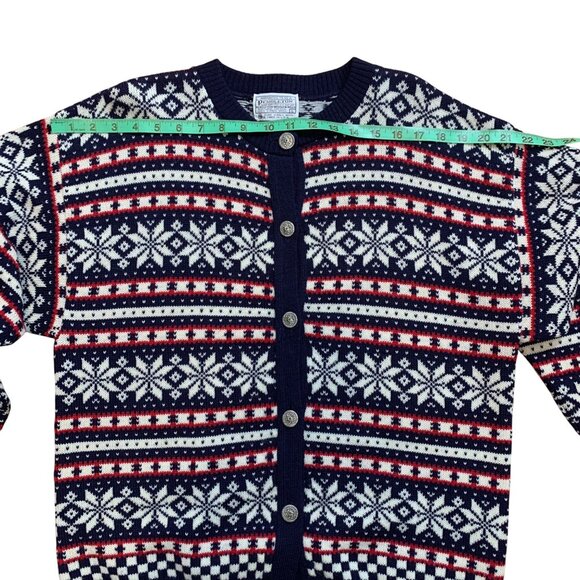 USA Pendleton 100% Wool Navy/Red/White Button-Up Cardigan Sweater Women SZ L VTG - Picture 4 of 7